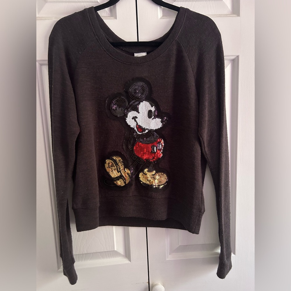 Black Sequin Mickey Mouse Women's Sweater
